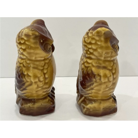 Vintage Ceramic Owl Salt and Pepper Shakers Mid Century Japan Googly Eyes Rare - Picture 4 of 9